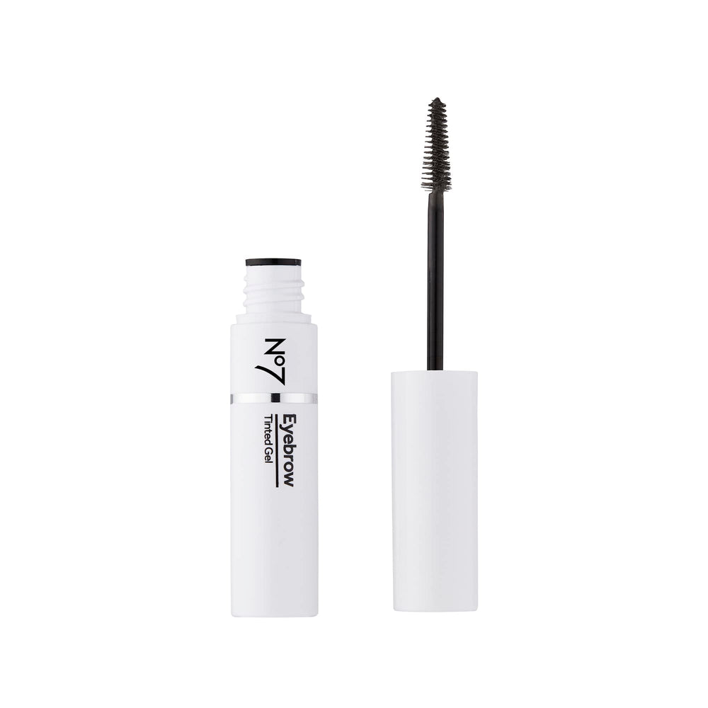 No7 Beautiful Eyebrows Gel curved wand application for precise brow shaping.