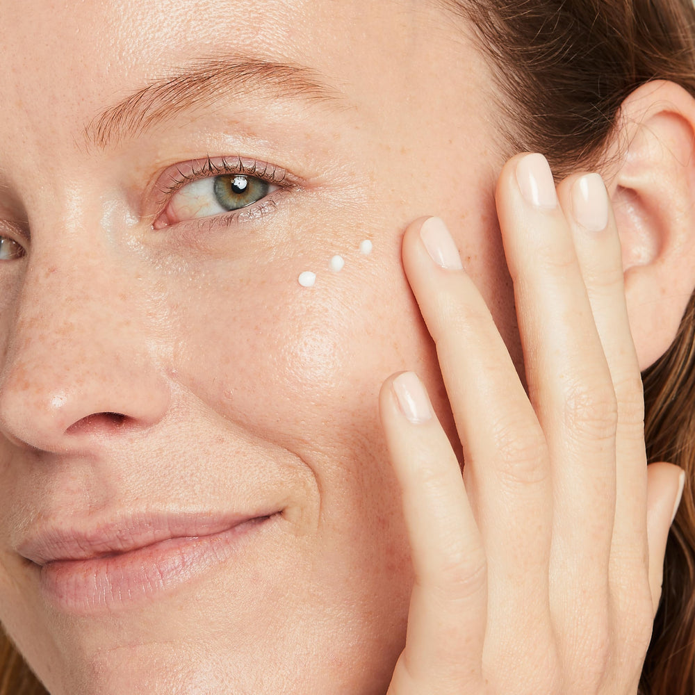 No7 eye cream texture swatch demonstrates moisturizing formula.