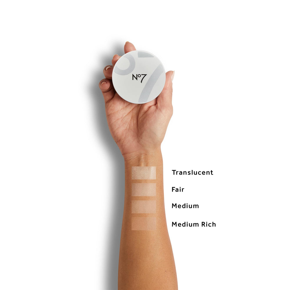 No7 Flawless Finish Loose Powder compact on-the-go portability.