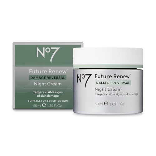 No7 Future Renew night cream bottle promoting overnight hydration.