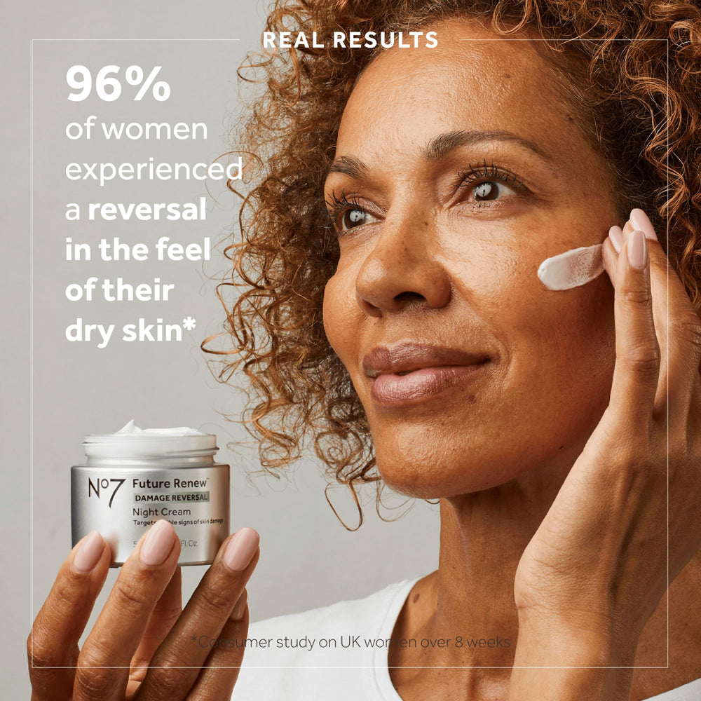 No7 Future Renew swatch demonstrates smooth, ready-for-evening-application texture.
