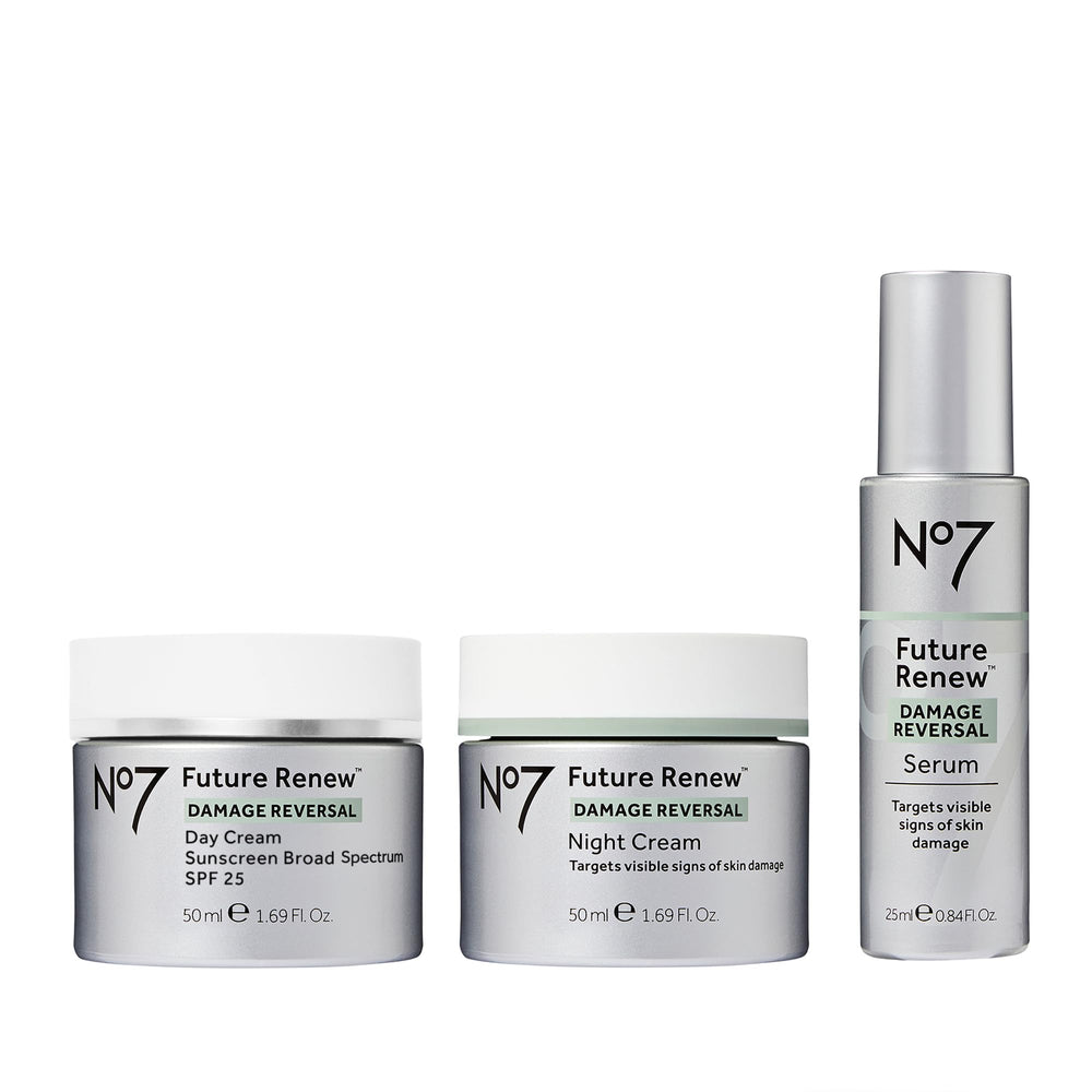 No7 Future Renew Serum bottle shown for fast absorbing hydration and breathable feel