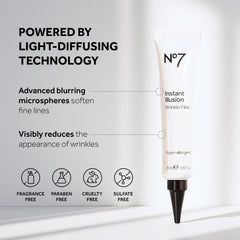 Swatch of No7 Instant Illusion Wrinkle Filler on the hand for blending.