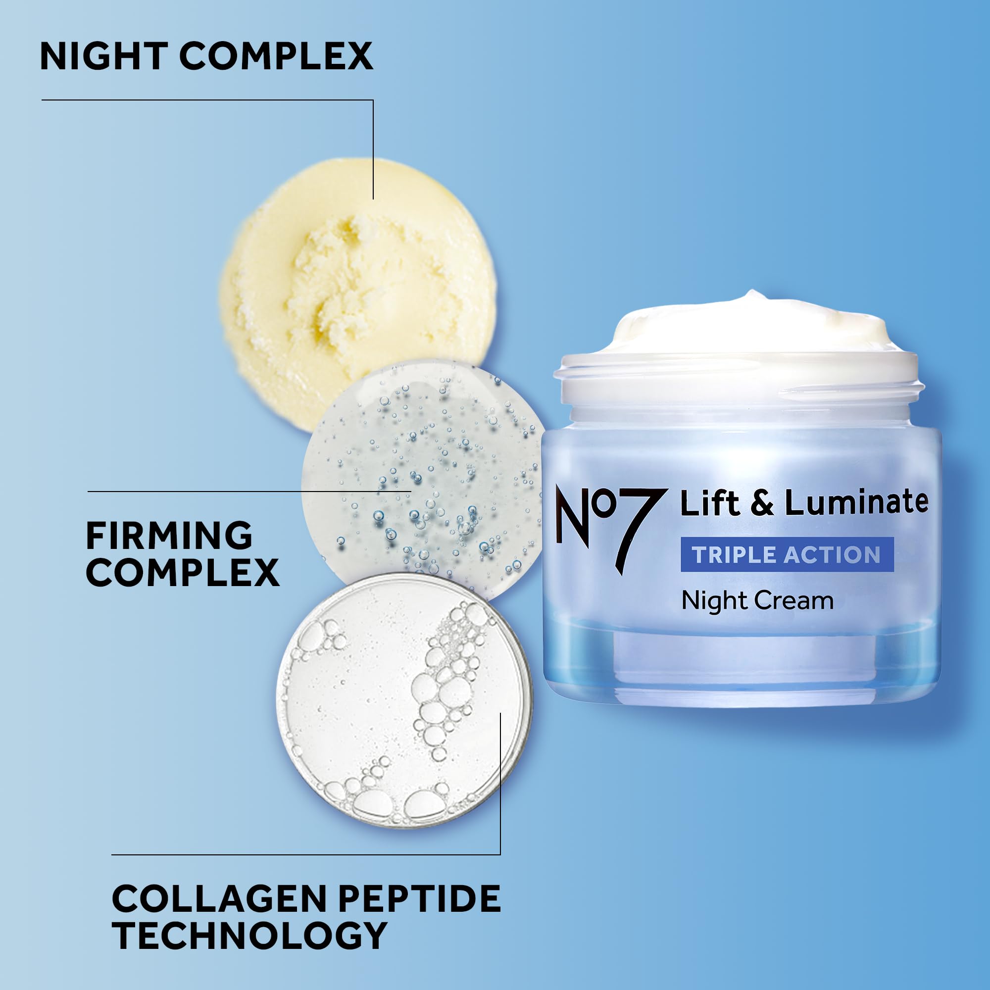 No7 Lift and Luminate neck-application scene highlights targeted firming for neck area care.