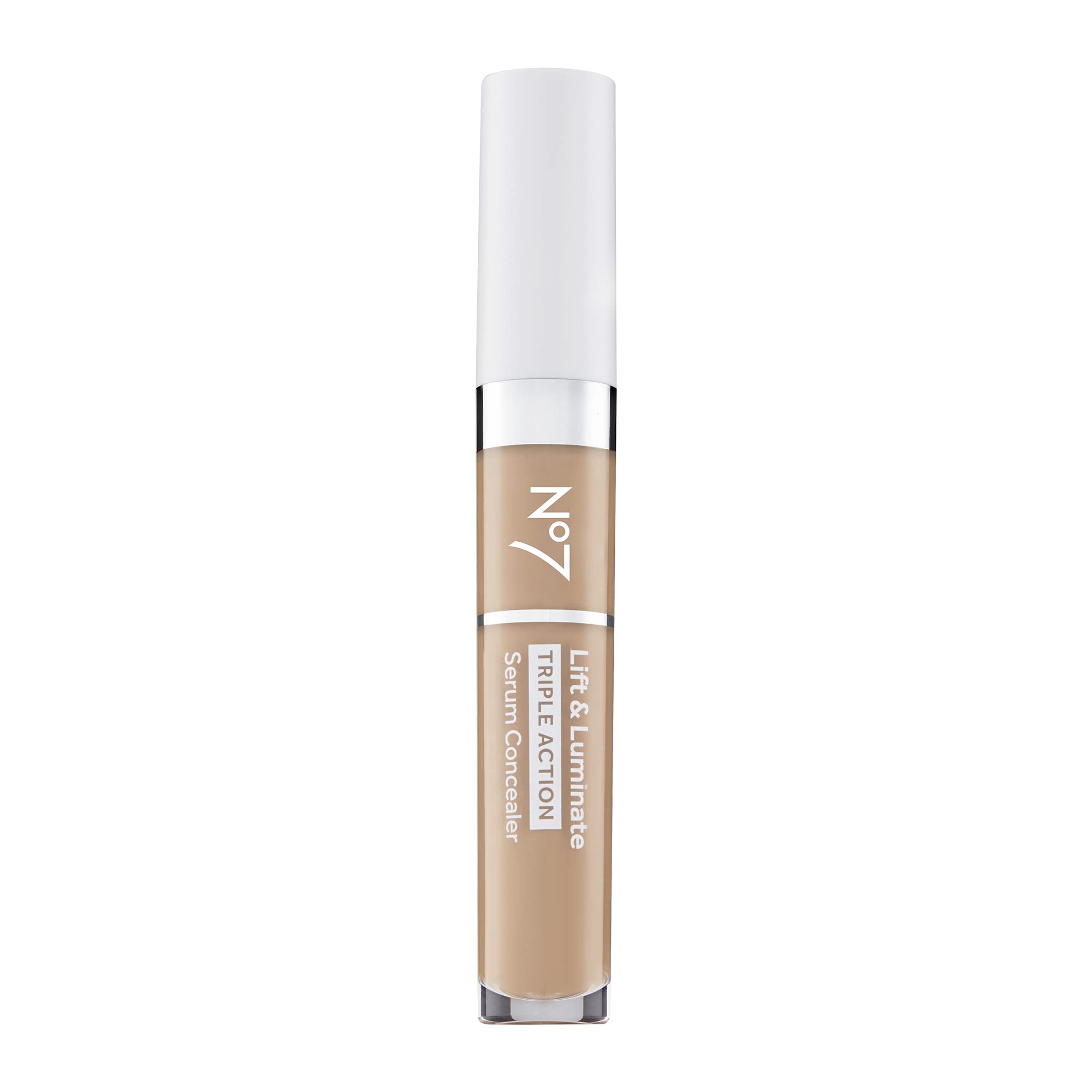 No7 Lift & Luminate packaging highlights premium design and shade options for quick color matching.