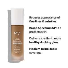 Warm Beige swatch of No7 Lift & Luminate for medium to full coverage