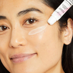No7 Menopause Eye Concentrate roller-dispense shot highlighting refreshing, cooling gel-like texture.