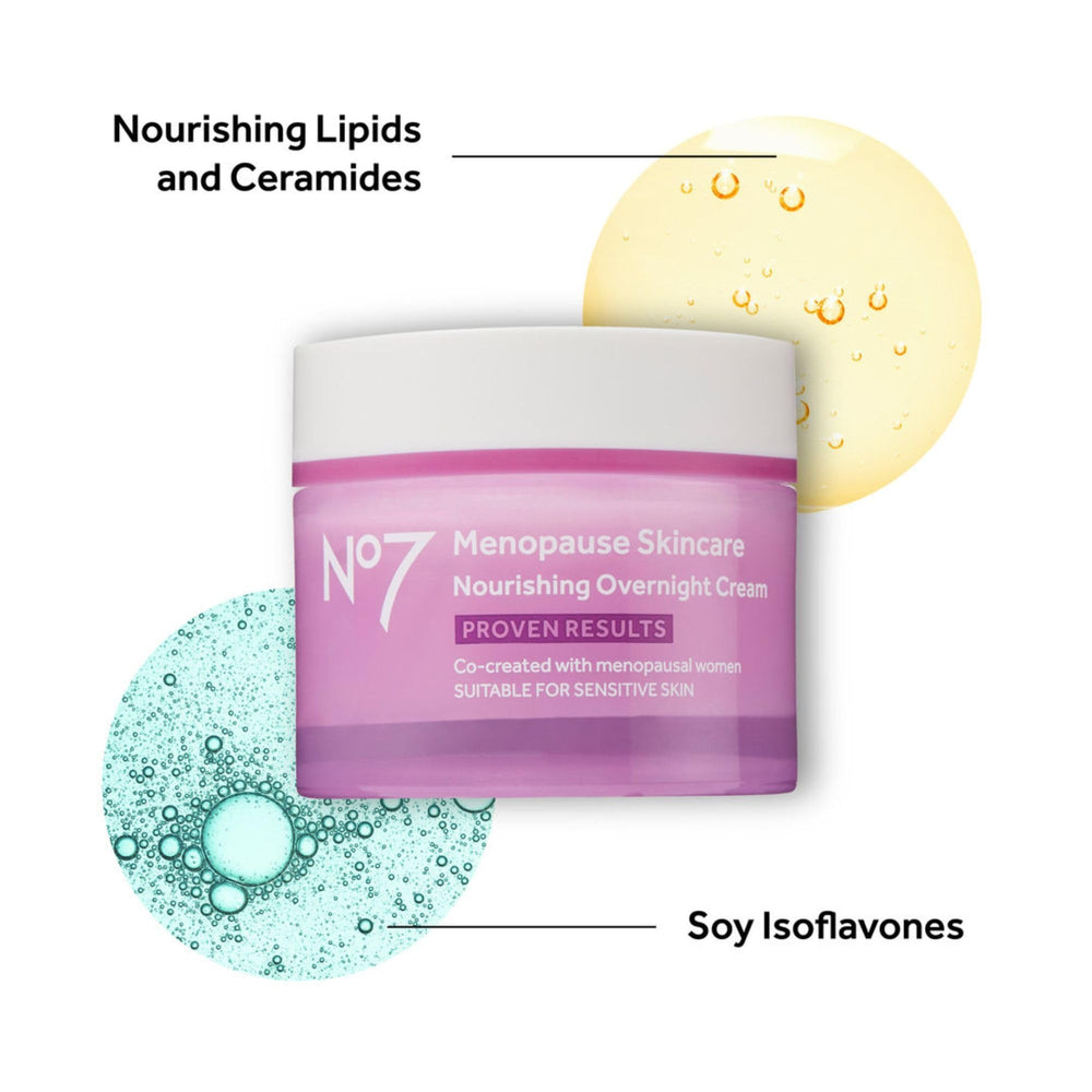 No7 cream ingredient callout card highlights ceramides and lipids for nourished skin