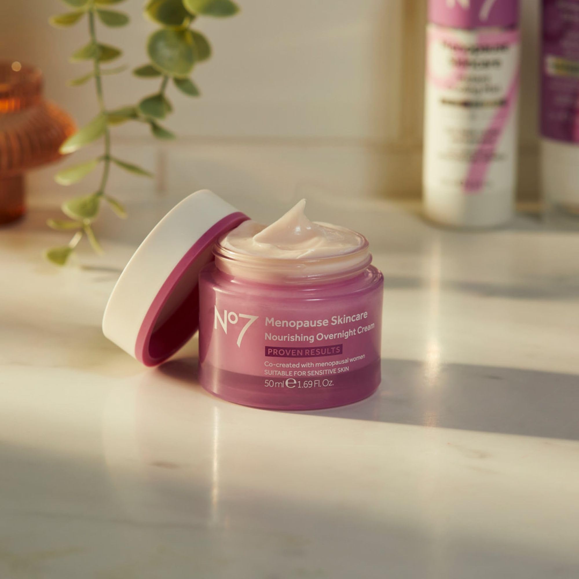 No7 night cream swirl on skin demonstrates immediate soothing and hydration