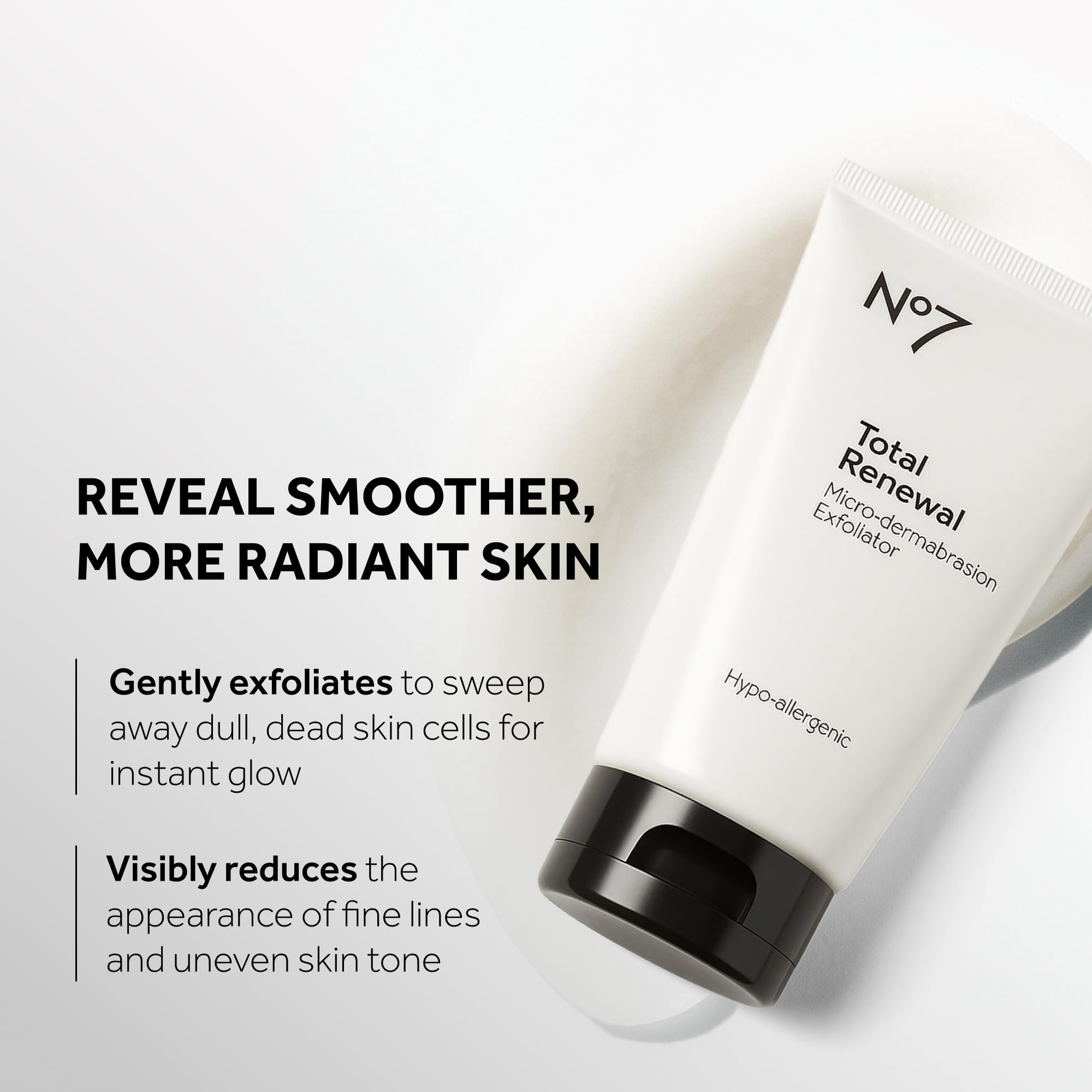 No7 microdermabrasion total renewal face scrub crystals close-up demonstrates dermatologist-grade exfoliation for smoother skin.