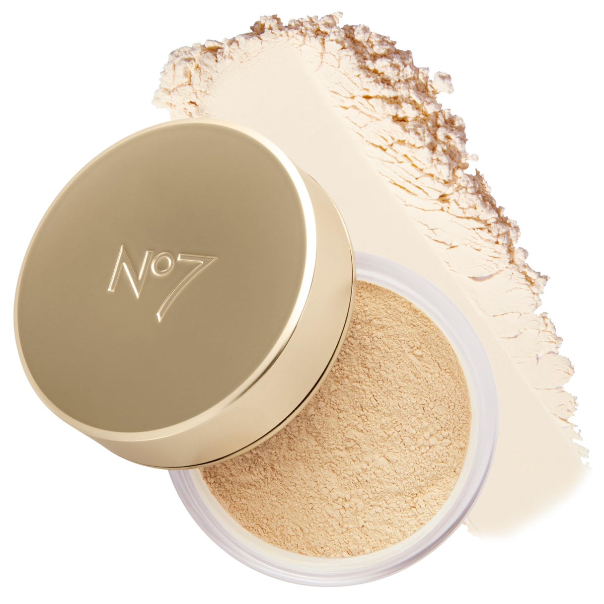 No7 Pro Artist loose setting powder jar closeup for weightless blur and oil control.