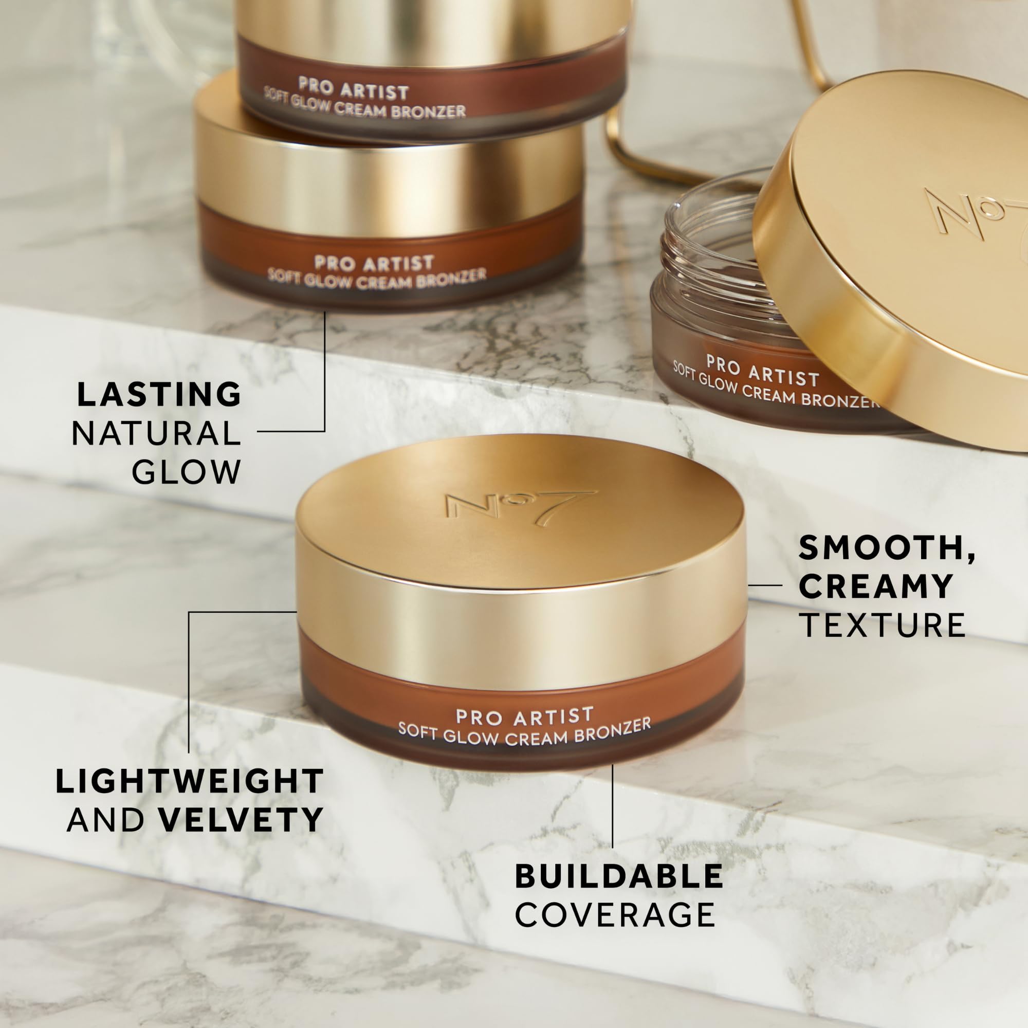No7 Pro Artist Soft Glow Cream Bronzer finished look with natural sun-kissed glow