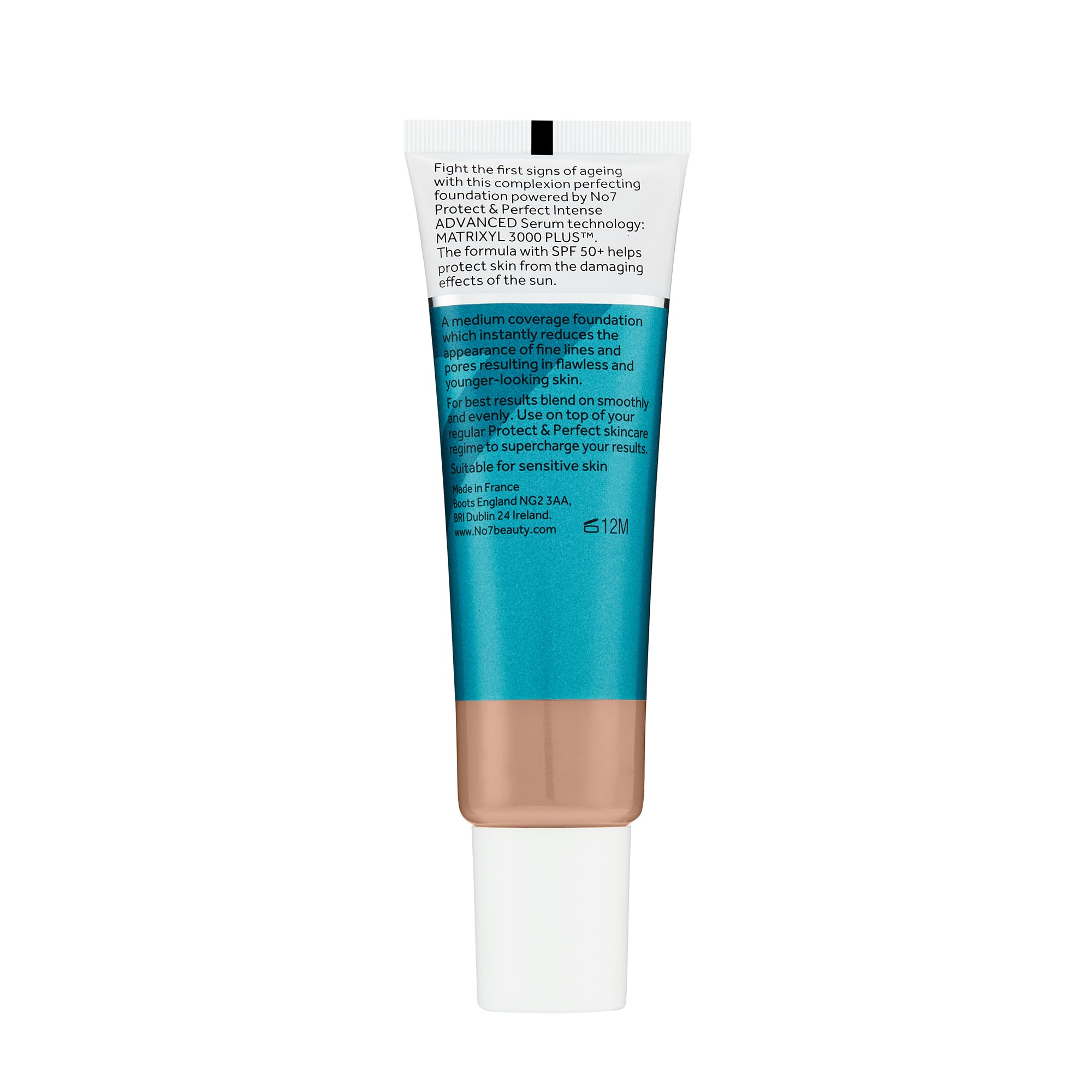 No7 12-shade range display emphasizing inclusive color options for many skin tones.