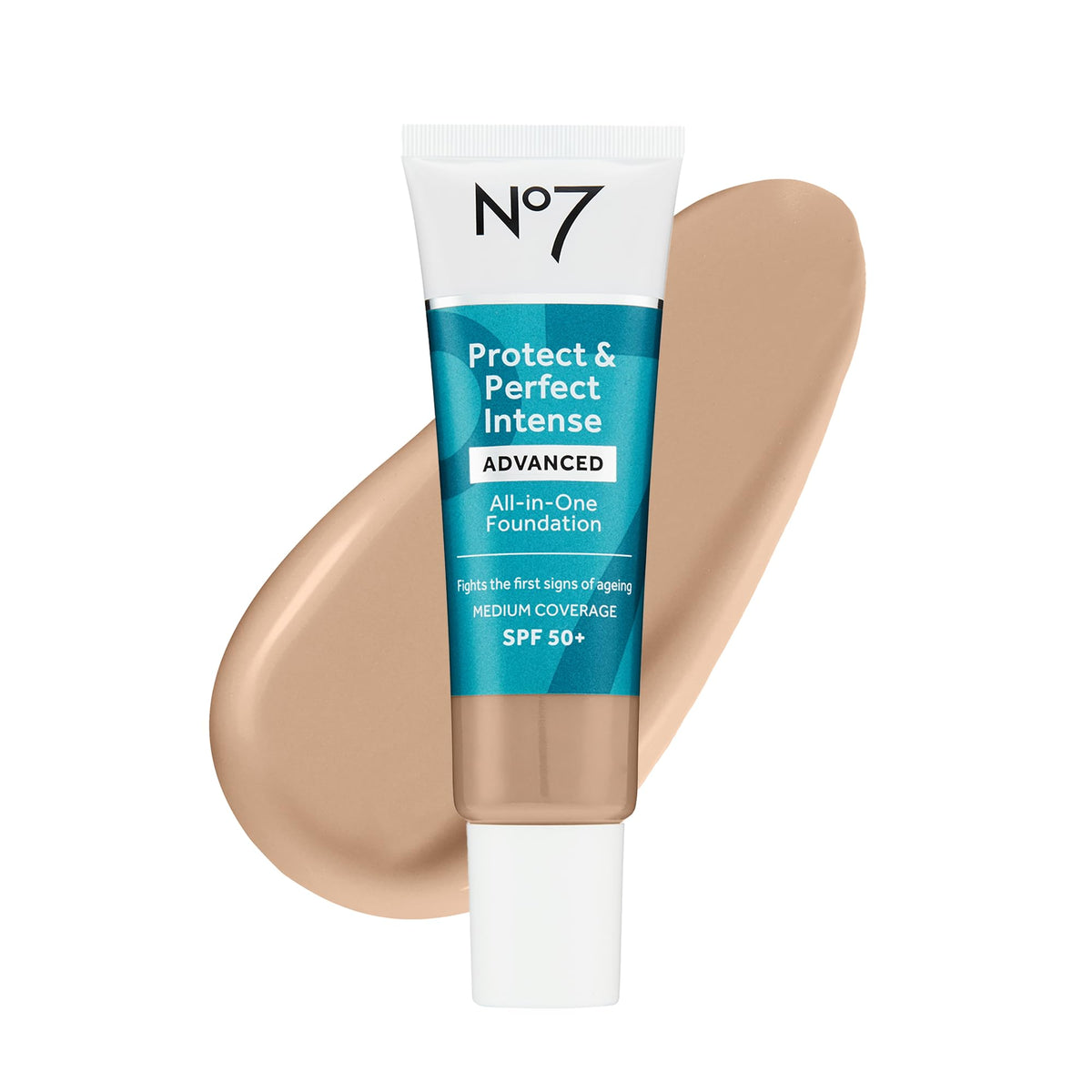 No7 Protect & Perfect Foundation Cool Ivory bottle highlights long-lasting hydration for a smooth complexion.