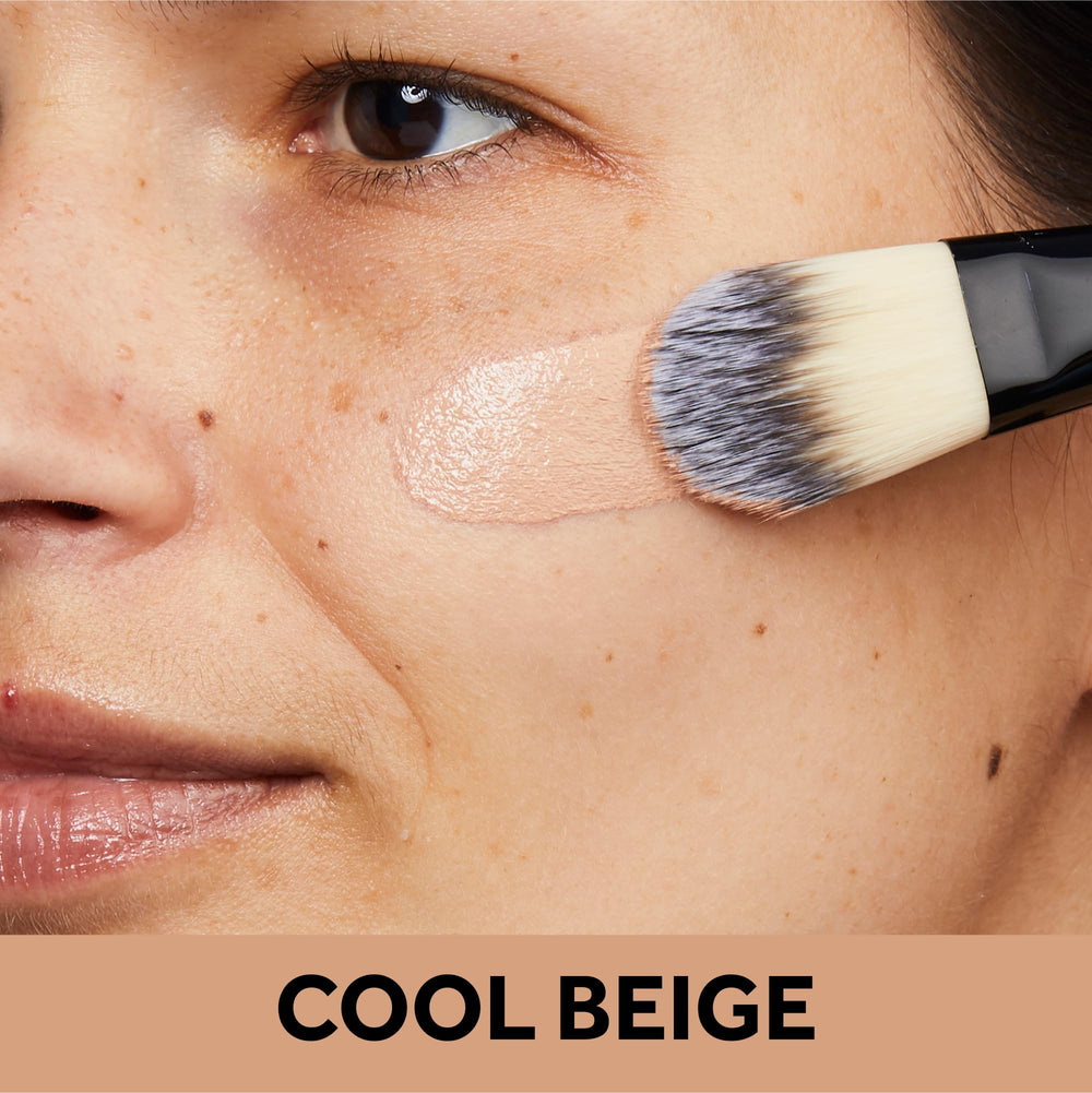 No7 Protect & Perfect foundation SPF50 swirl demonstrating lightweight, buildable coverage.