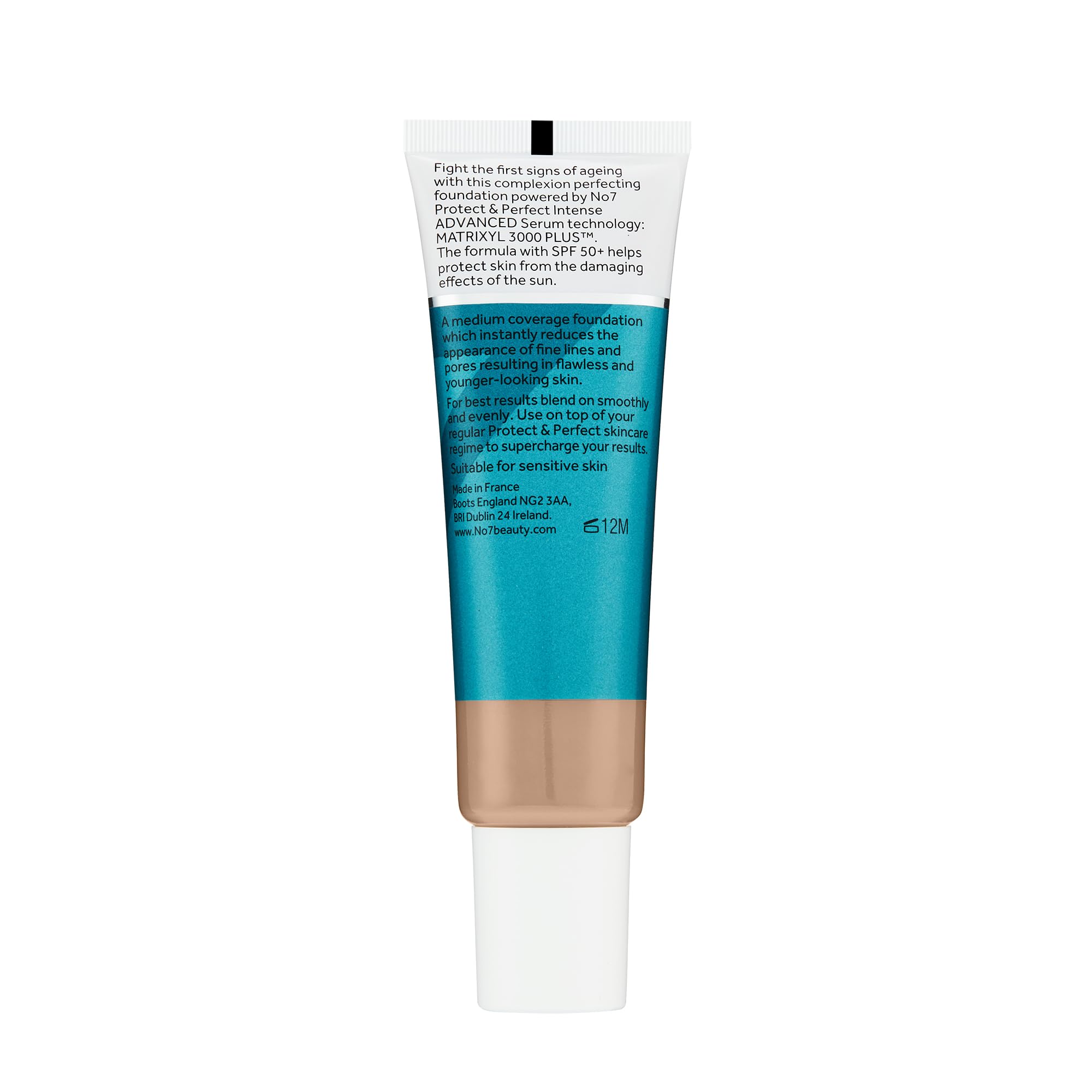 No7 Protect & Perfect Foundation SPF 50 delivers sun protection with 24-hour hydration.