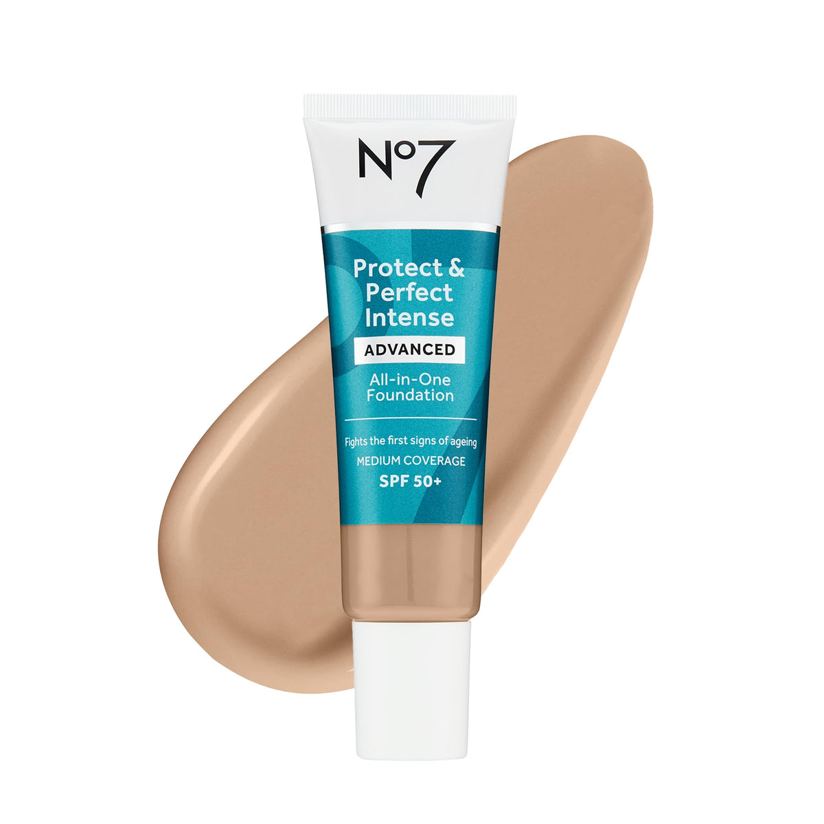 No7 Protect & Perfect foundation warm beige bottle shows a hydrating base for a smooth complexion