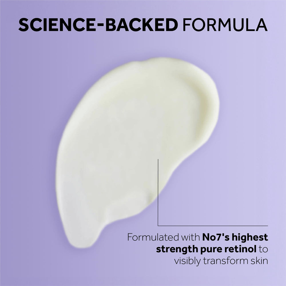 Model applying No7 Pure Retinol 1% Night Concentrate in night routine.