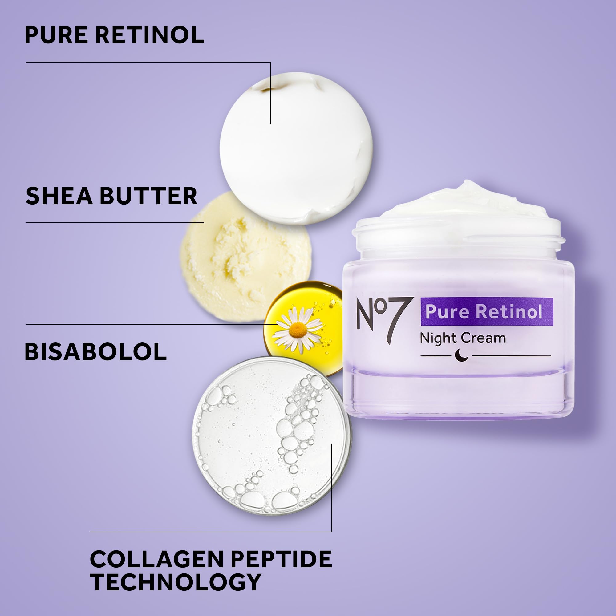 No7 Pure Retinol Night Cream ingredients include hyaluronic acid for deep hydration.