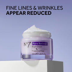 No7 Pure Retinol Night Cream texture shows rich formula for nightly use.