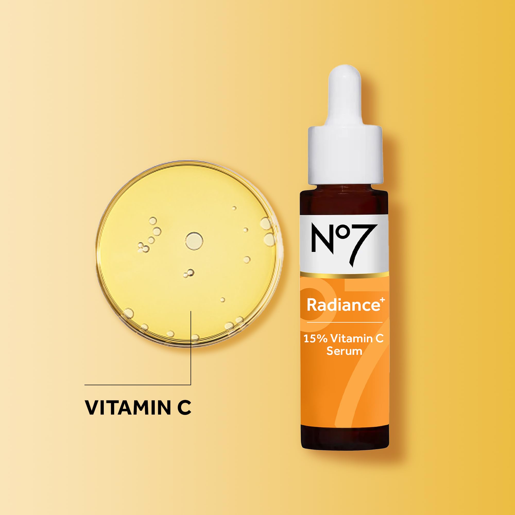No7 Radiance+ glow closeup on cheek illustrating luminous complexion potential.