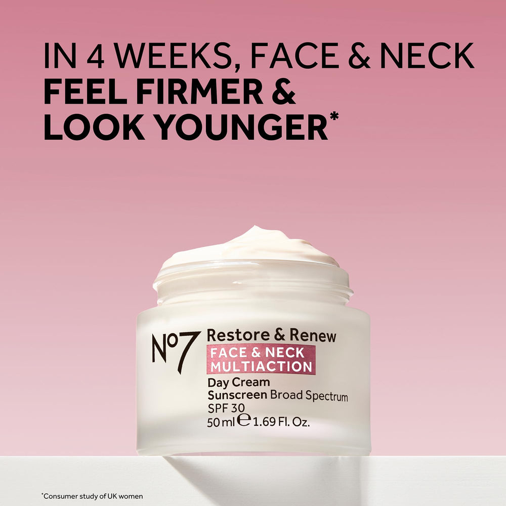 No7 Restore & Renew cream texture closeup showing silky, fragrance-free formula.