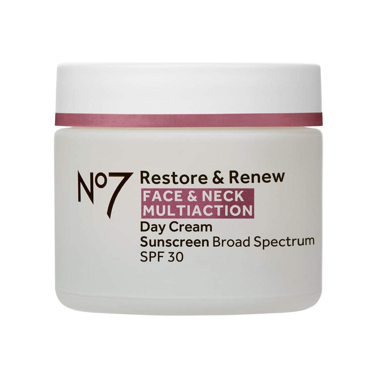 No7 Restore & Renew cream tube front shows SPF 30 protection and hydration
