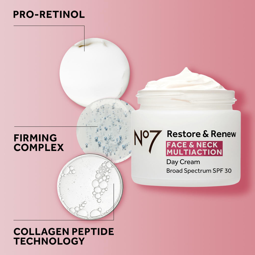No7 Restore & Renew emblica vitamin C brightening complex on packaging.