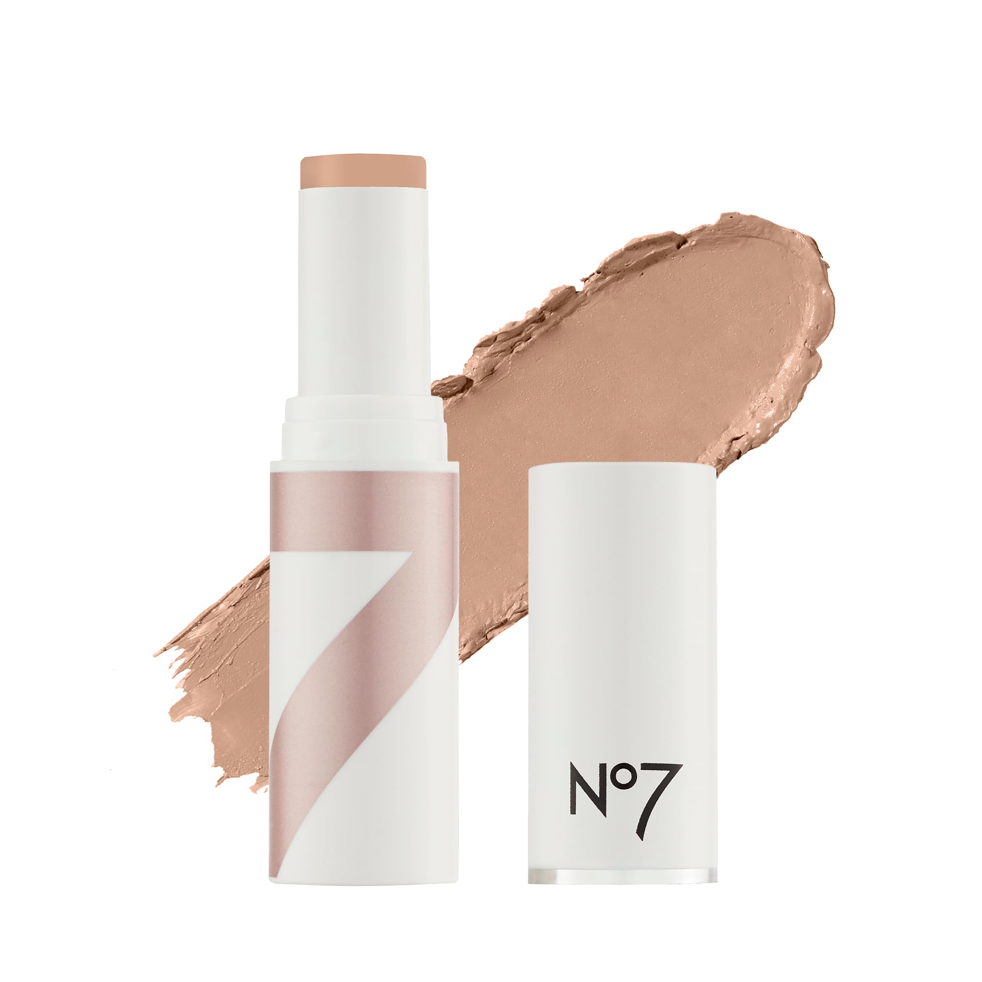 No7 Stay Perfect Foundation Stick application demonstrates easy, on-the-go coverage.