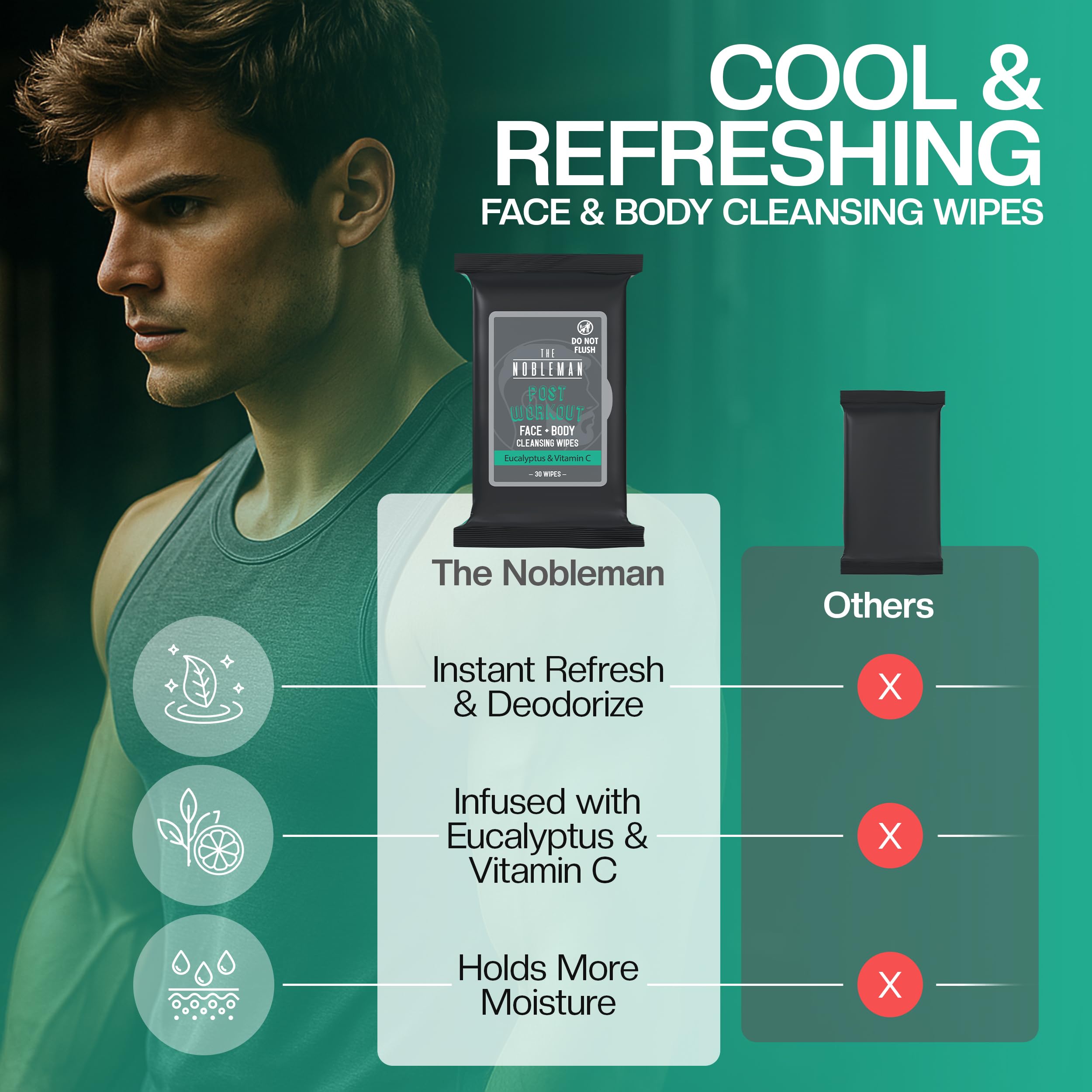 Nobleman four-pack-display shows organized, bulk-cleansing option for active days.