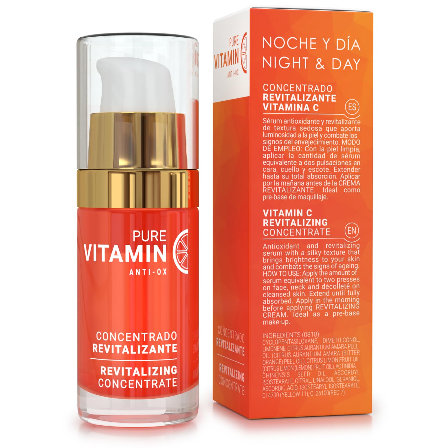 Noche Y Dia Vitamin C Serum Spain-made packaging underscores craftsmanship and quality.