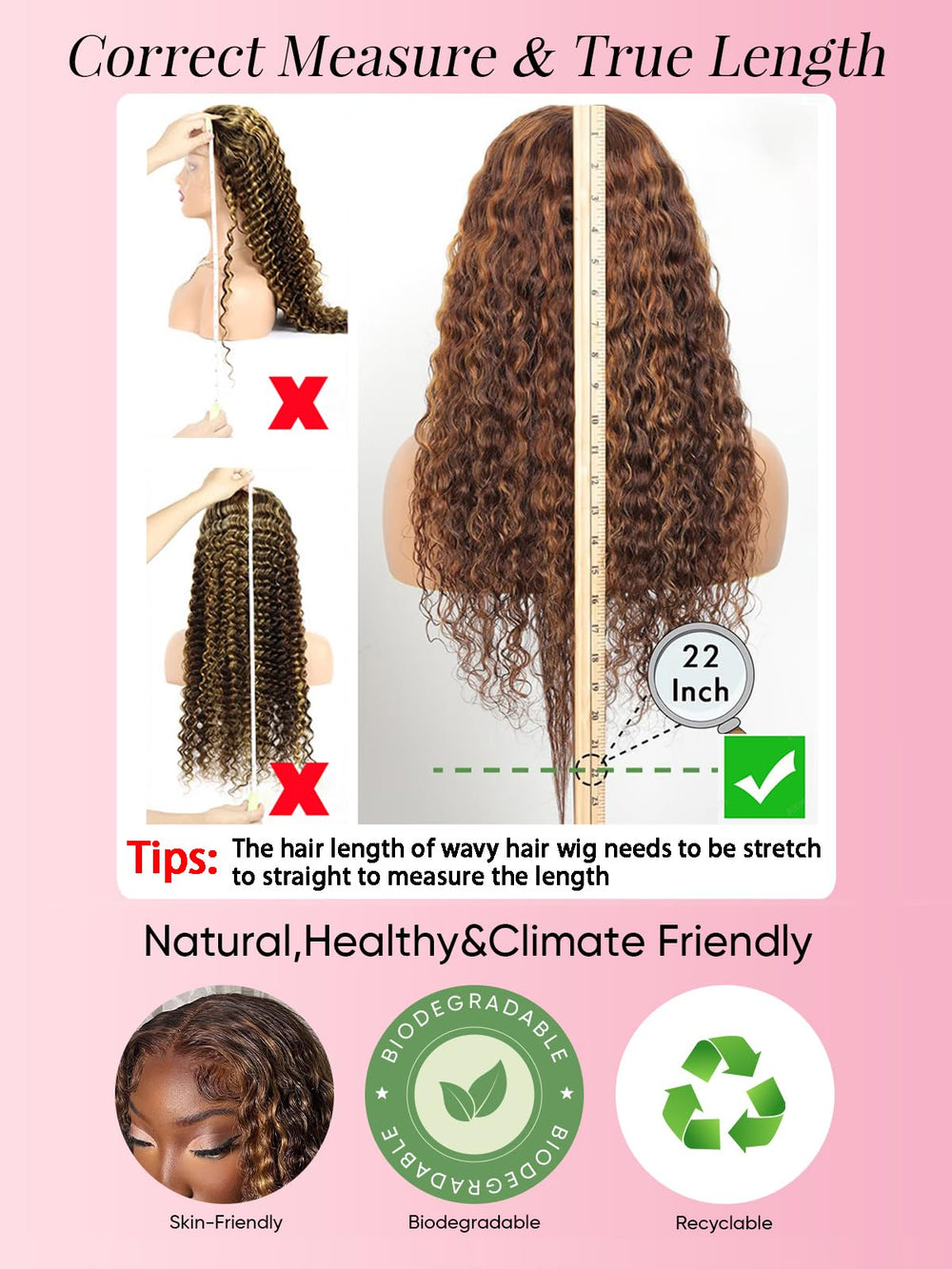 Noella glueless frontal wig provides easy wear and secure fit.