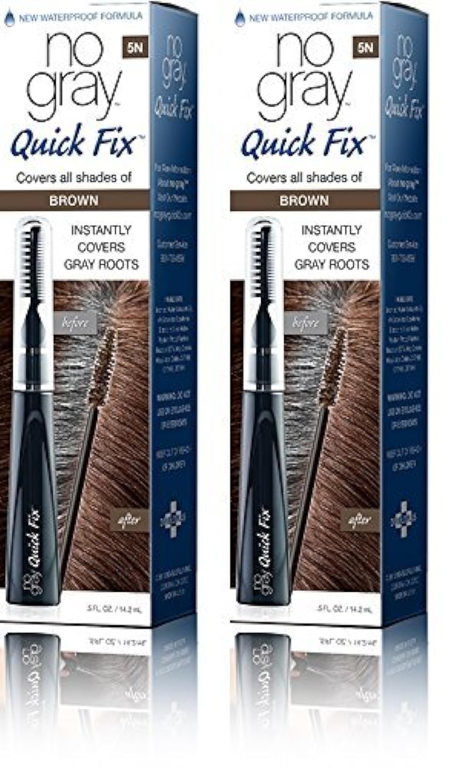 No Gray Quick Fix brown bottle for on-the-go gray root coverage.