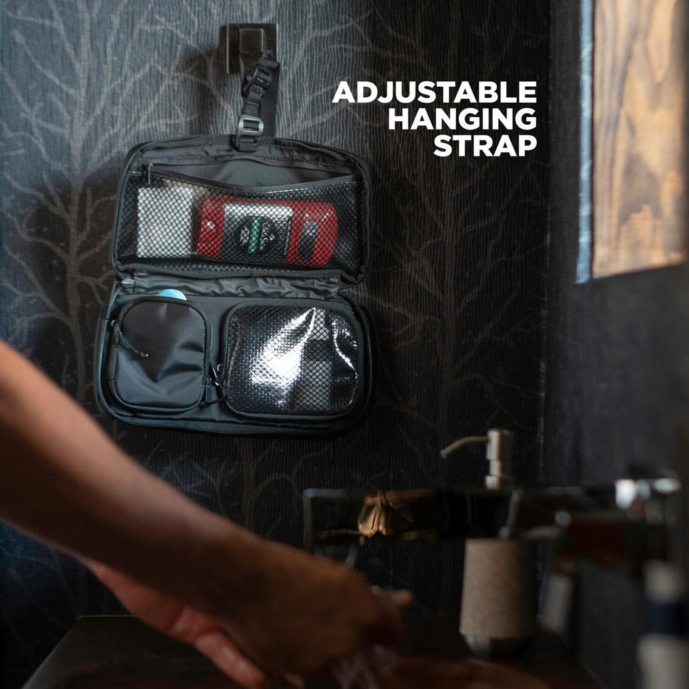 NOMATIC Toiletry Bag fits travel-size toiletries and grooming kits nicely.