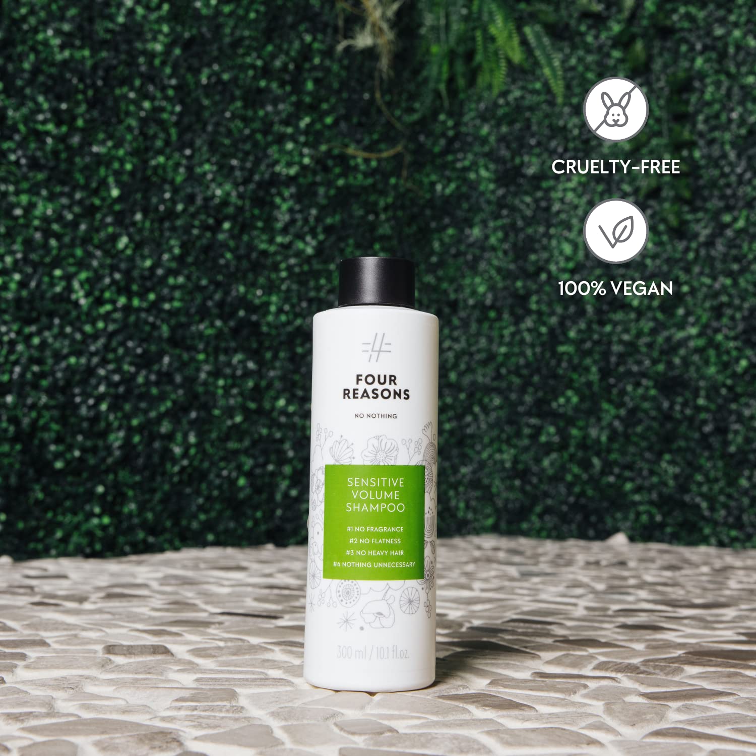 No Nothing Sensitive Volumizing Shampoo ingredients list card highlights no fragrance