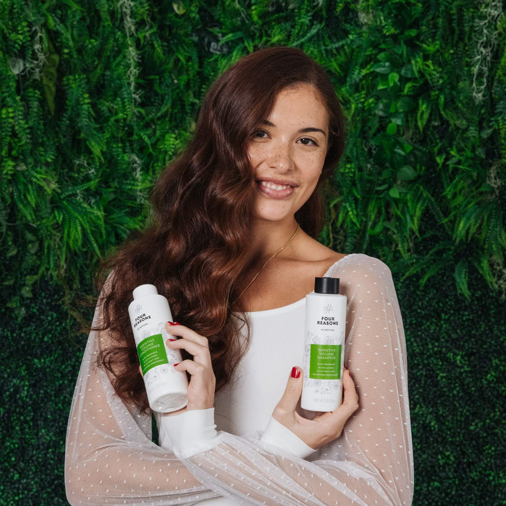 No Nothing Sensitive Volumizing Shampoo packaging with cruelty-free and vegan icons