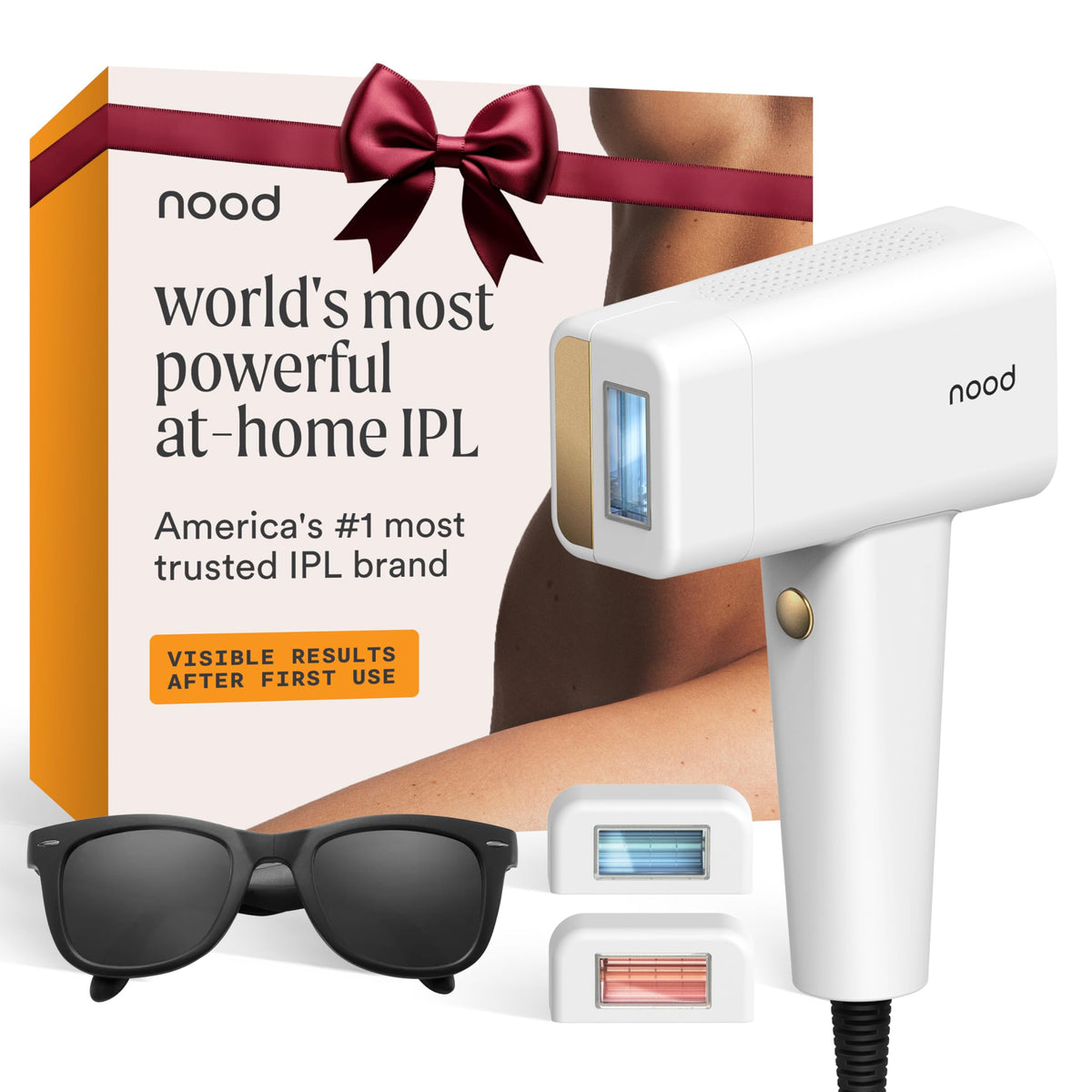 Nood Flasher Pro gloss white device front view for painless at home hair removal.
