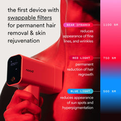 Nood Flasher Pro hair removal lens close up showing root-targeted treatment.