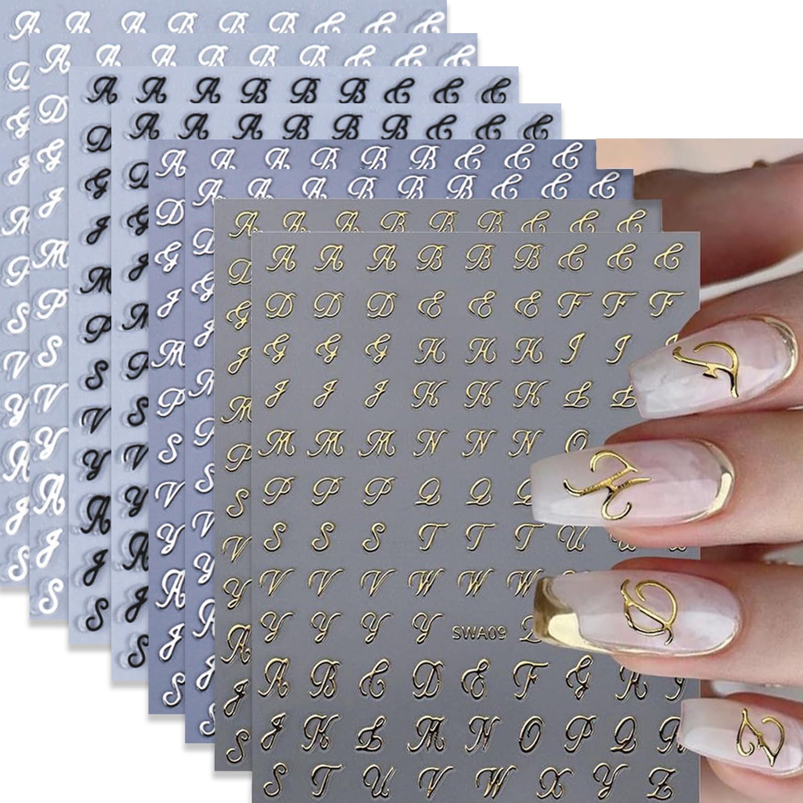 nooepc letter-nail-stickers color-collection adds retro charm to nails