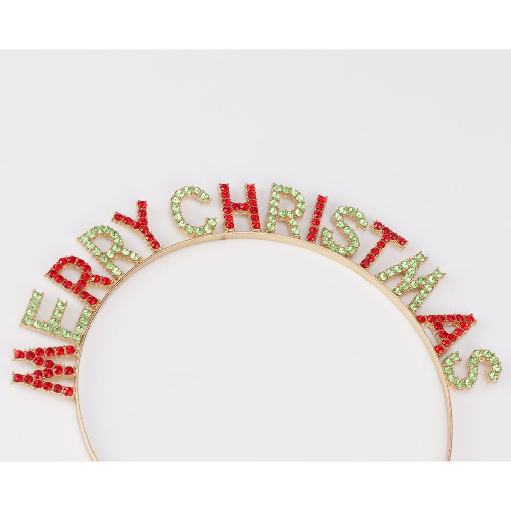 Noonhorse headband rhinestones shine on green-red design for holiday glam.