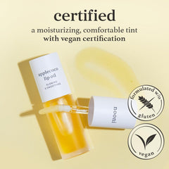 Nooni Applecoco Lip Oil application on lips demonstrates smooth, hydrated look.