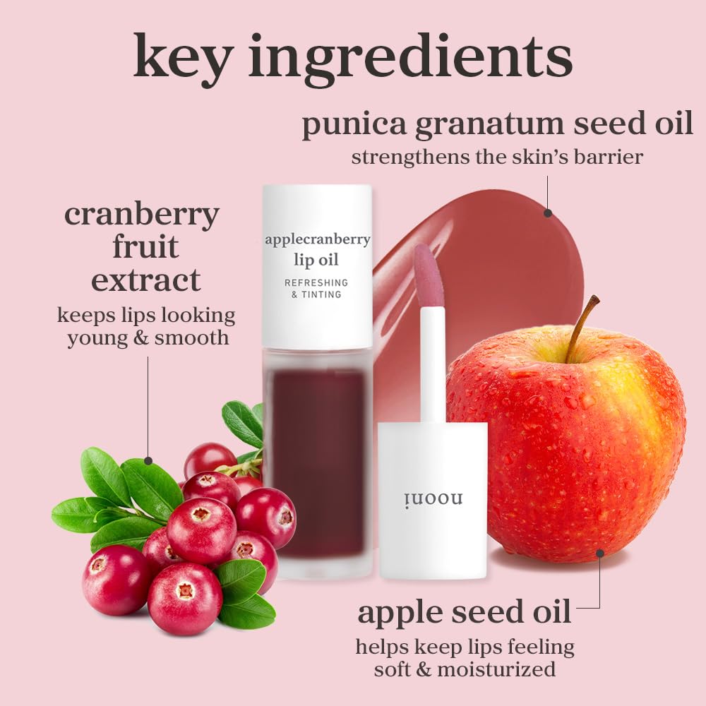 Nooni Applecranberry Lip Oil travel-friendly compact packaging