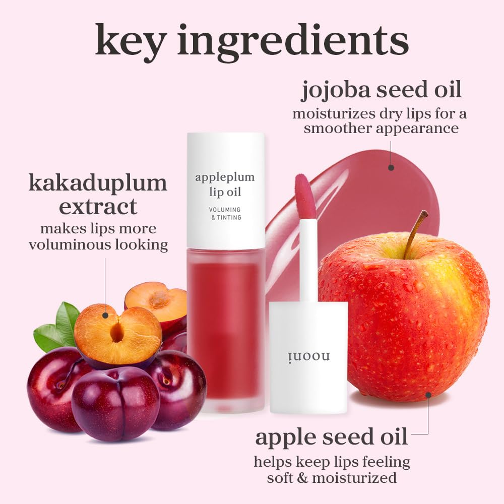 Close-up texture of NOONI Appleplum lip oil