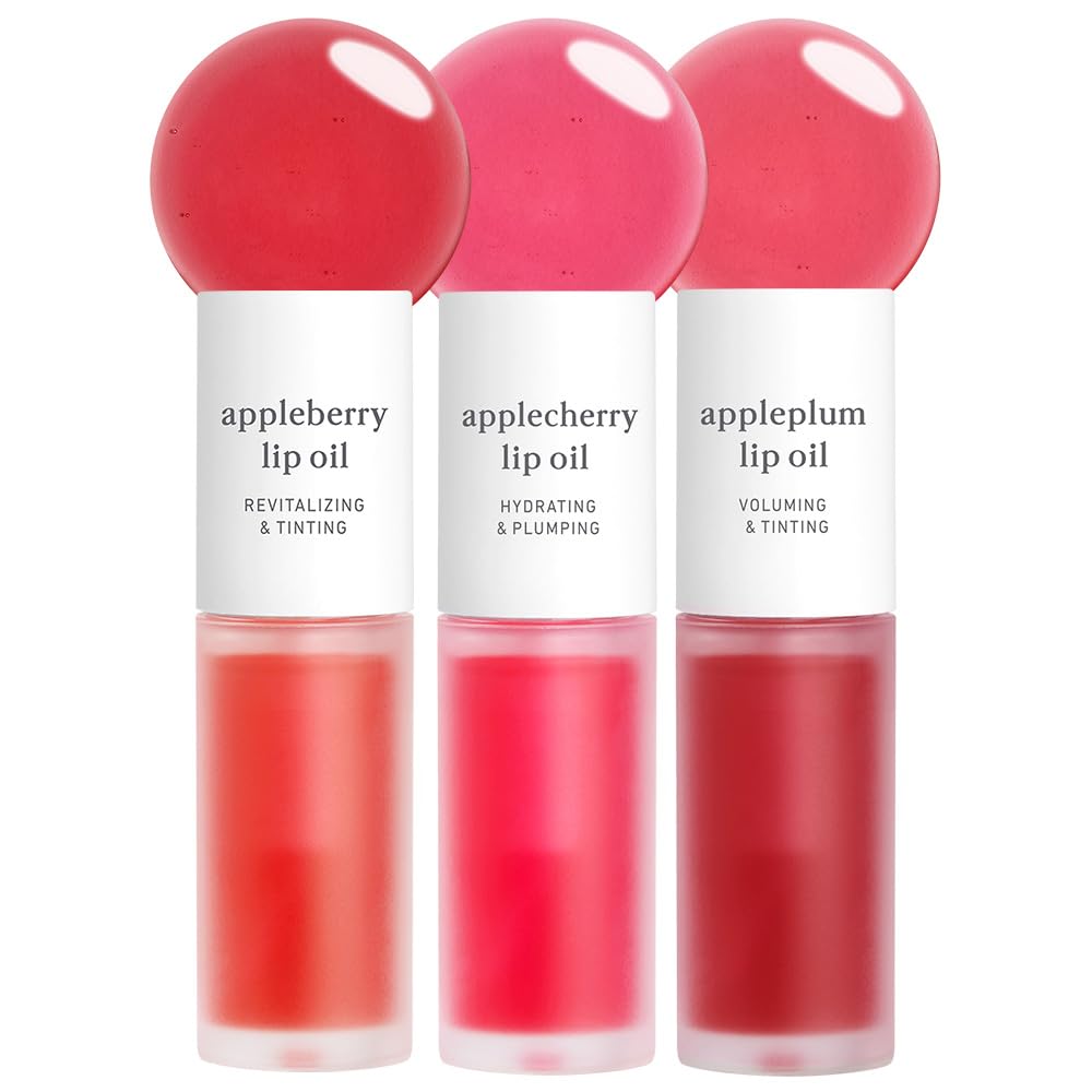 NOONI Appleseed Lip Oil Appleberry bottle closeup for daily hydration.