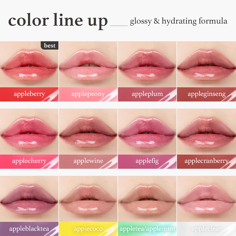 NOONI AppleTea lip oil detailed pout shows plumping effect