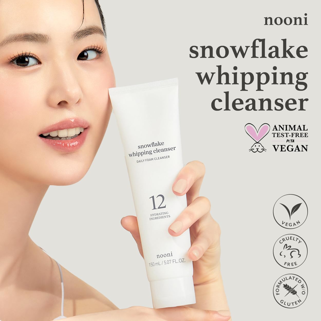 NOONI face cleansing snowflake cream transform visual demonstrates gentle makeup removal