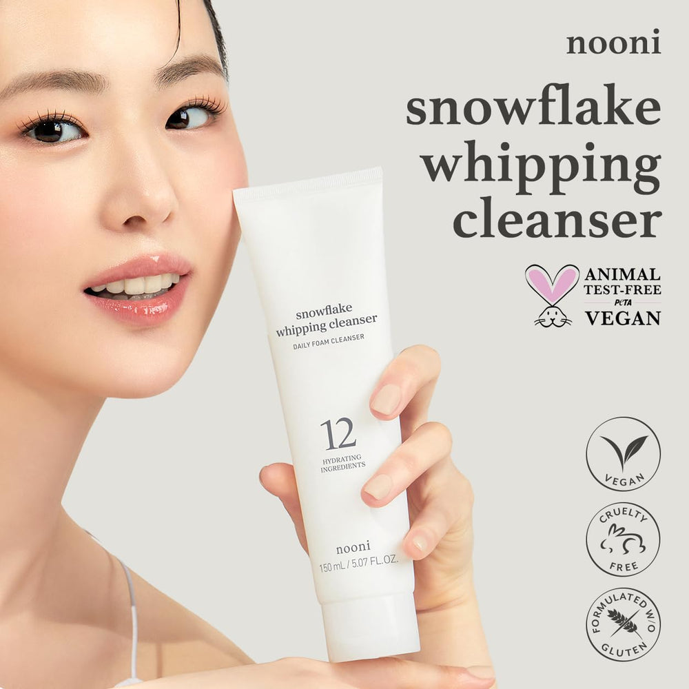 NOONI face cleansing snowflake cream transform visual demonstrates gentle makeup removal