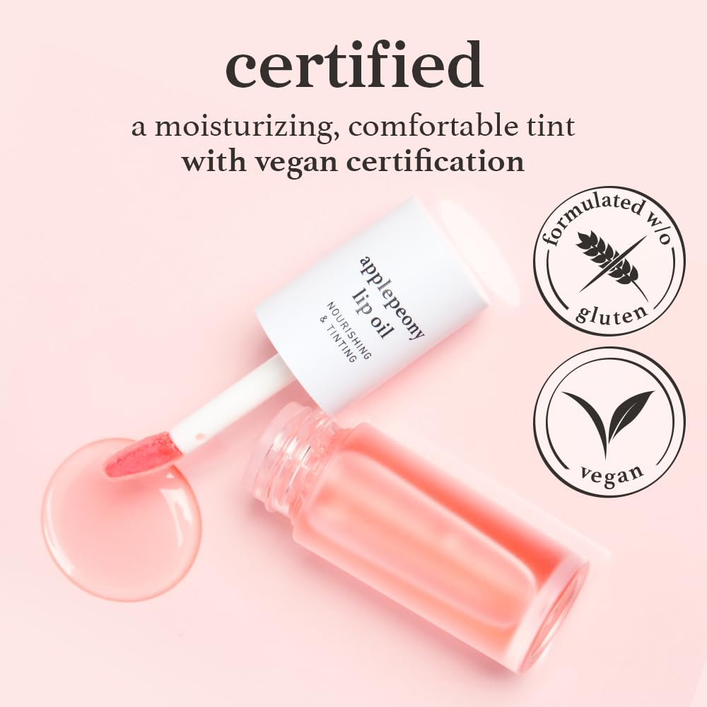 NOONI Applepeony lip oil packaging front highlights portable travel-ready design