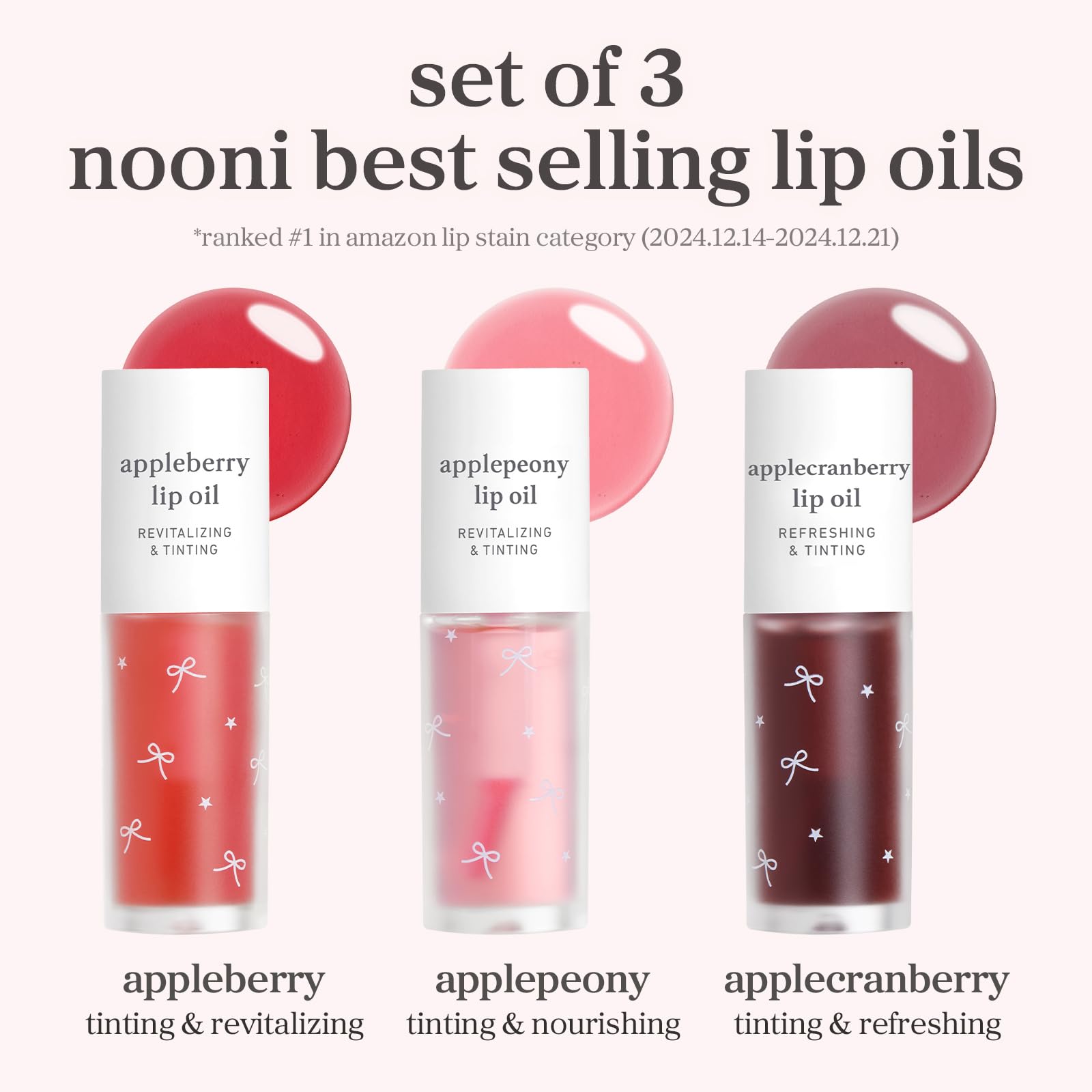NOONI red tint lip oil gloss swatch for bold color and moisture