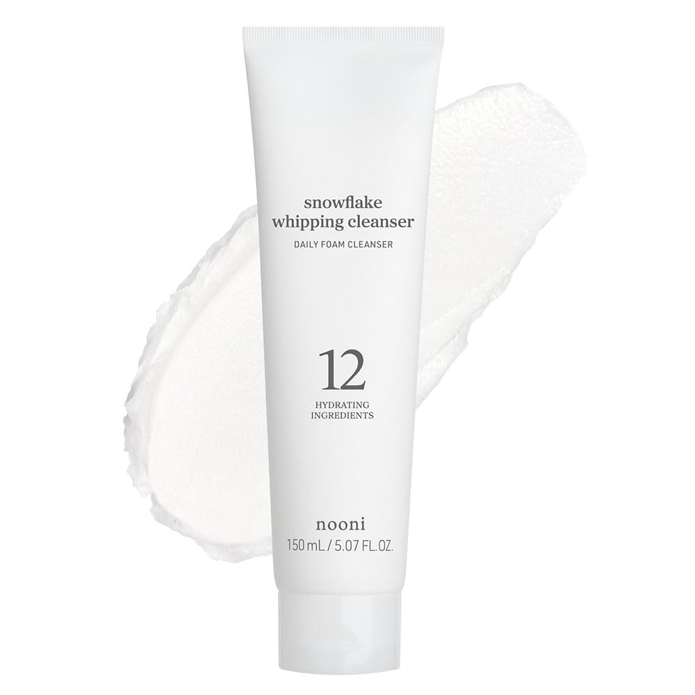 NOONI Snowflake Whipping Cleanser foam closeup showing purifying cleansing for refreshed skin